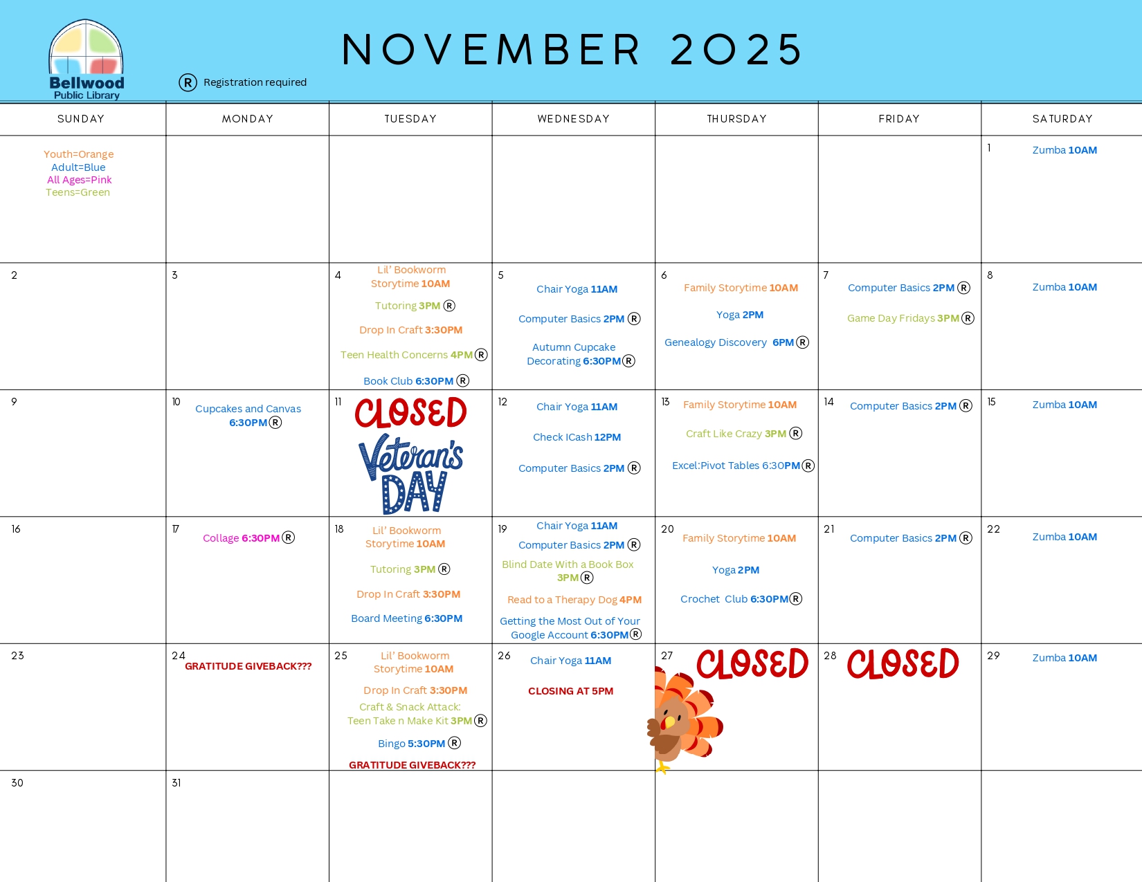 A calendar for November 2025.