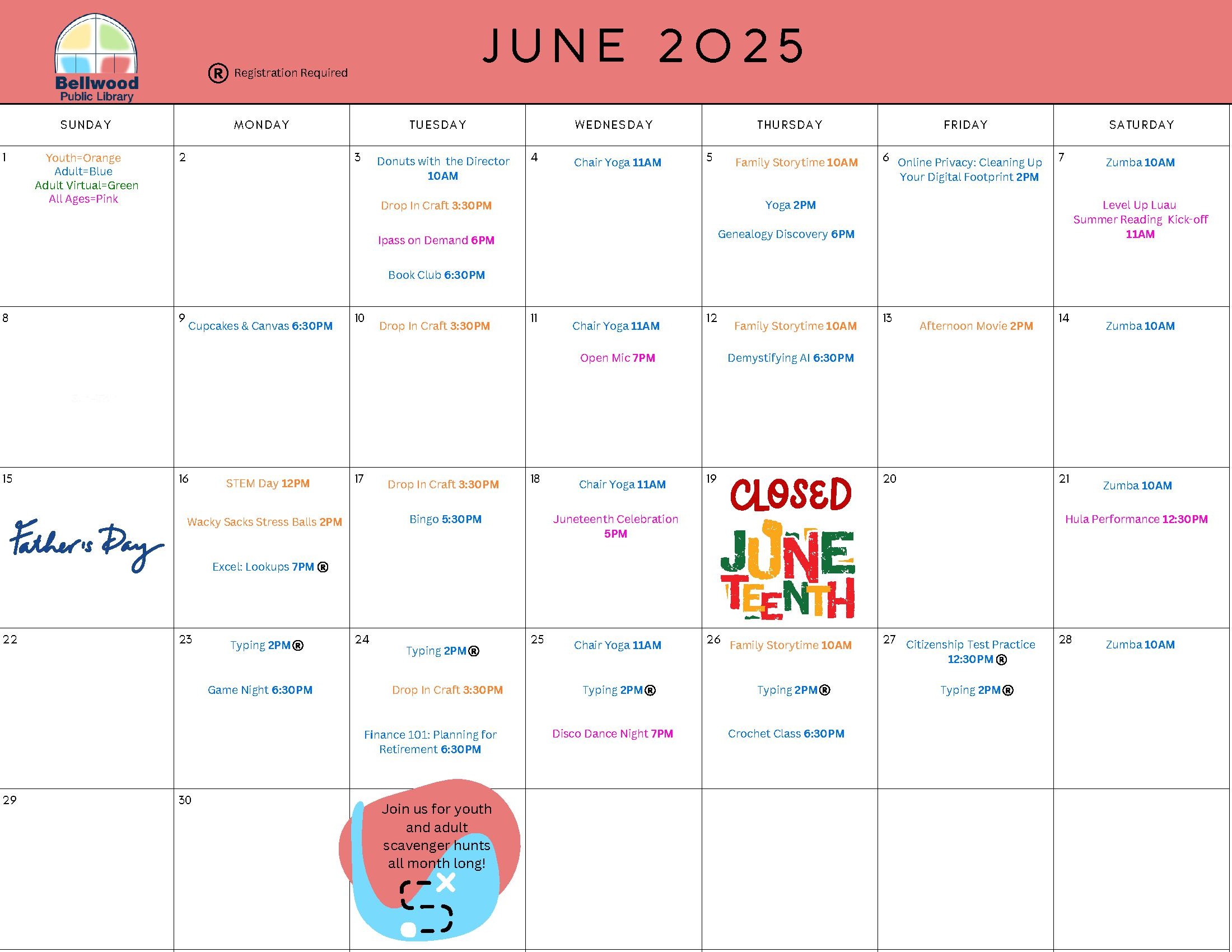 A calendar for June 2025